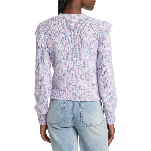 LoveShackFancy Koru Fringe Pullover Sweater Womens Sz M Wool Alpaca Cottagecore - Picture 4 of 13